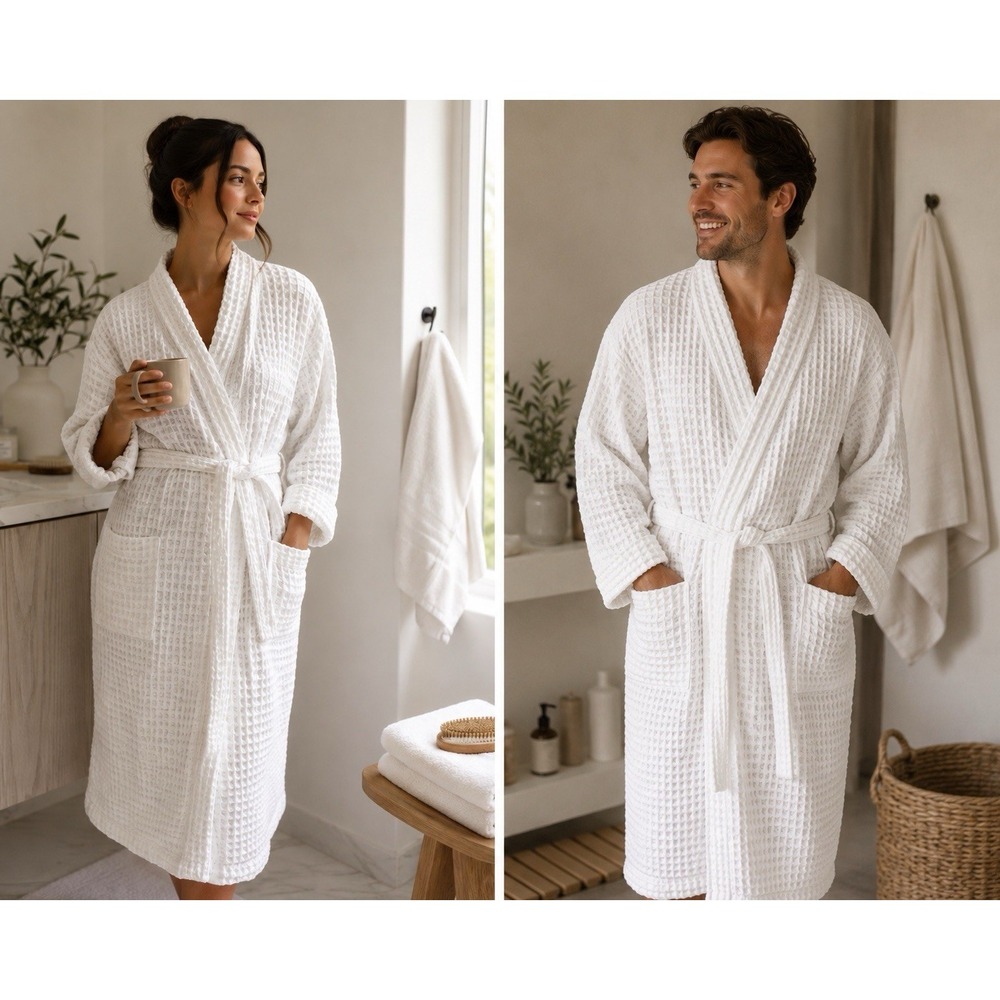 Brooklinen Robe L Dream Weave Waffle Weave Cotton Plush Soft Bath Belted Unisex